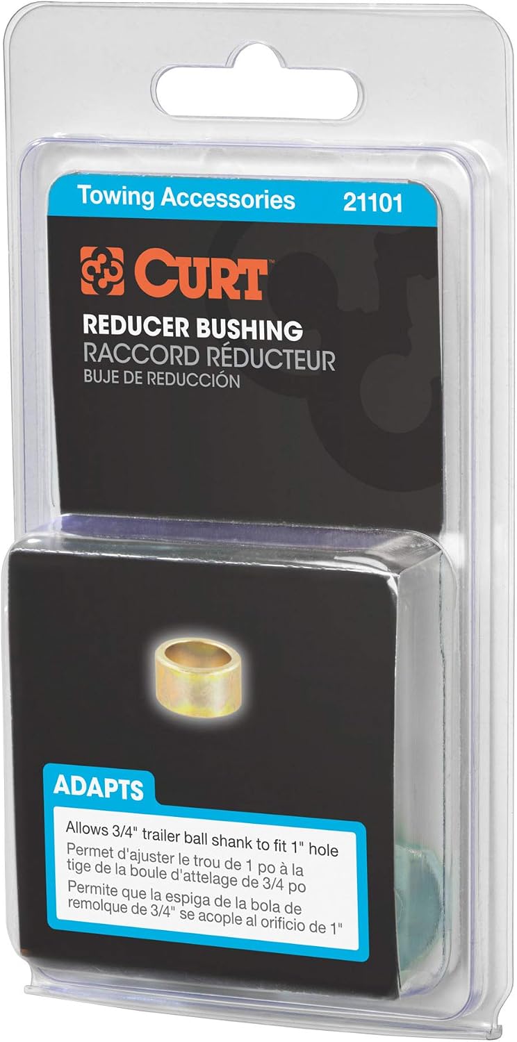 CURT 21101 Trailer Hitch Ball Hole Reducer Bushing, Reduces 1-Inch Diameter to 3/4-Inch Stem, YELLOW ZINC