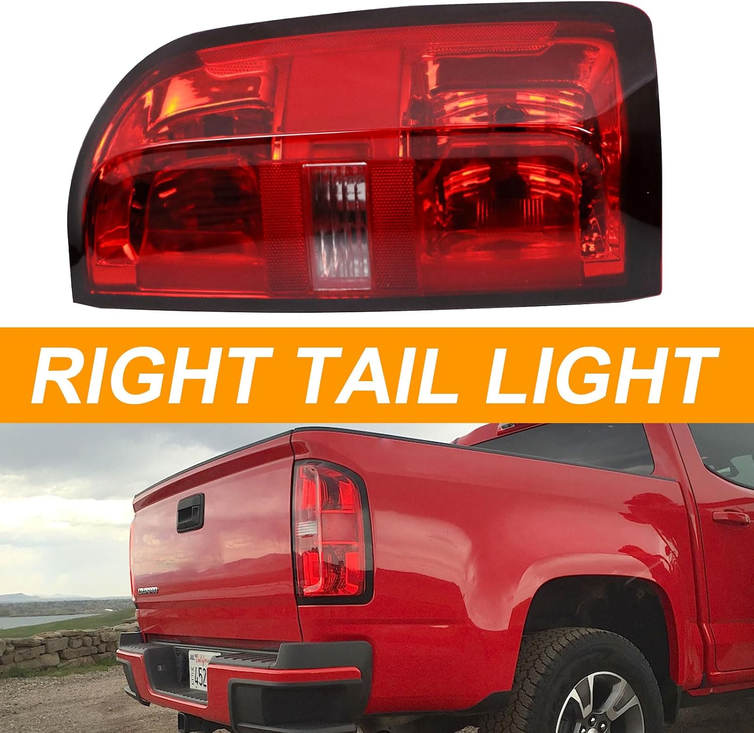 Tail Light Assembly Compatible With 2015-2022 Chevy Colorado Factory Style Right Passenger Side Taillight Brake Rear Lamp Red Clear Lens with Bulb and Harness # 84169778 GM2801270