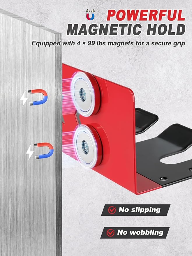 Paint Spray Gun Rack for Magnetic or Wall Mount, Holds 7 Gravity Feed Guns or 4 - Image 4