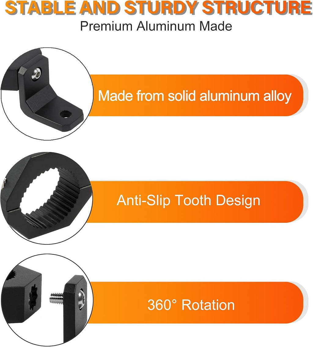 Light Bar Mounts Roll Cage - 360° (40°x9) Rotating Aluminium LED Lights Bar Bracket for 1.75”-2” Roll Bar UTV ATV Accessories, Mounting Clamp for Truck Off-Road Motorcycle M6 M8 M10, Pack 2