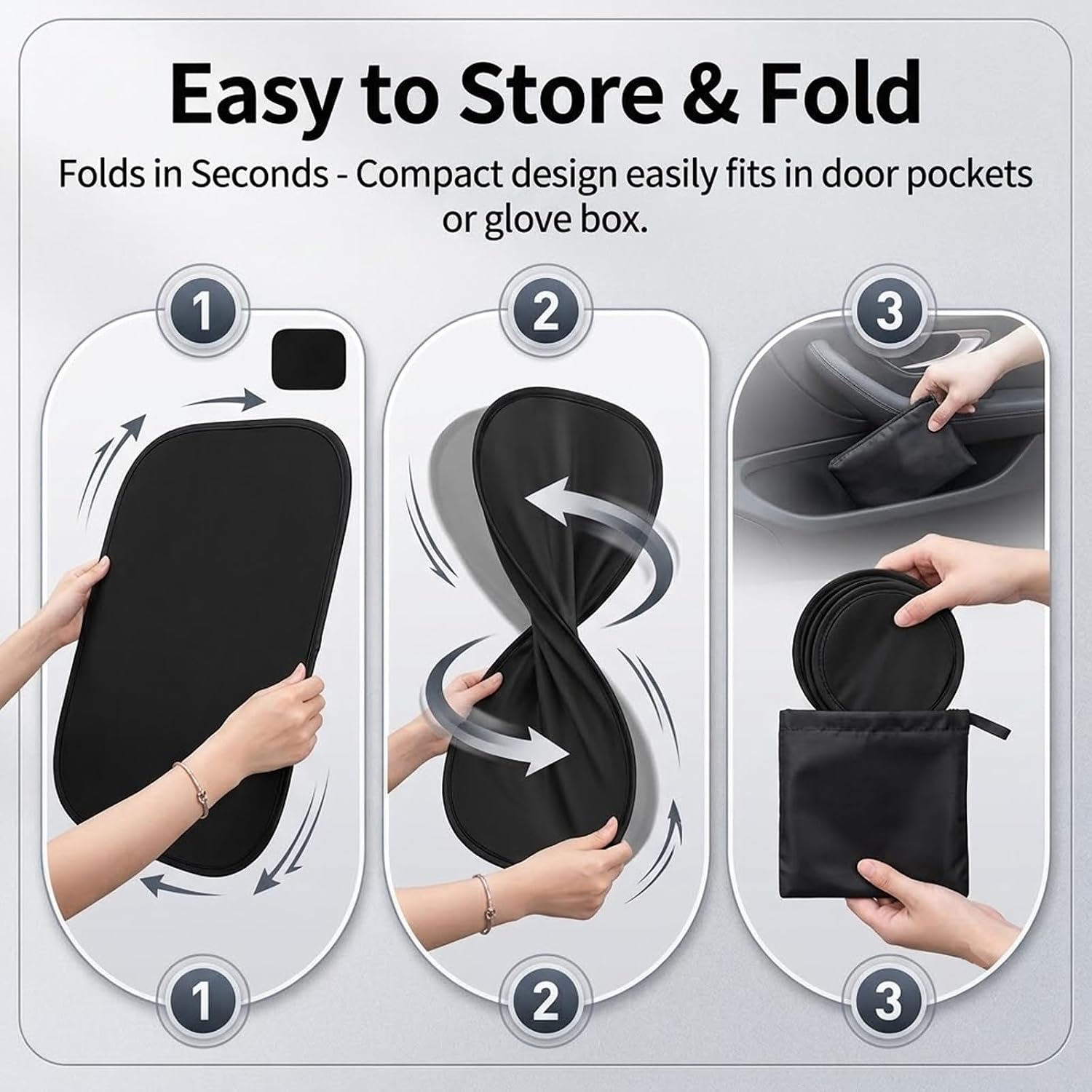 Static Cling Car Window Shades, Thermal Insulation Privacy Shade Car Side Window Sun Blocker, Foldable Static Cling Windows Sunshade Visor, Universal Fit SUV Sedan MPV, No Glue No Residue