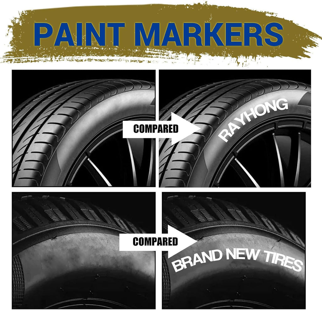3Pieces Paint Pen for Car Tires, White Pens Tire Marker Lettering Oil