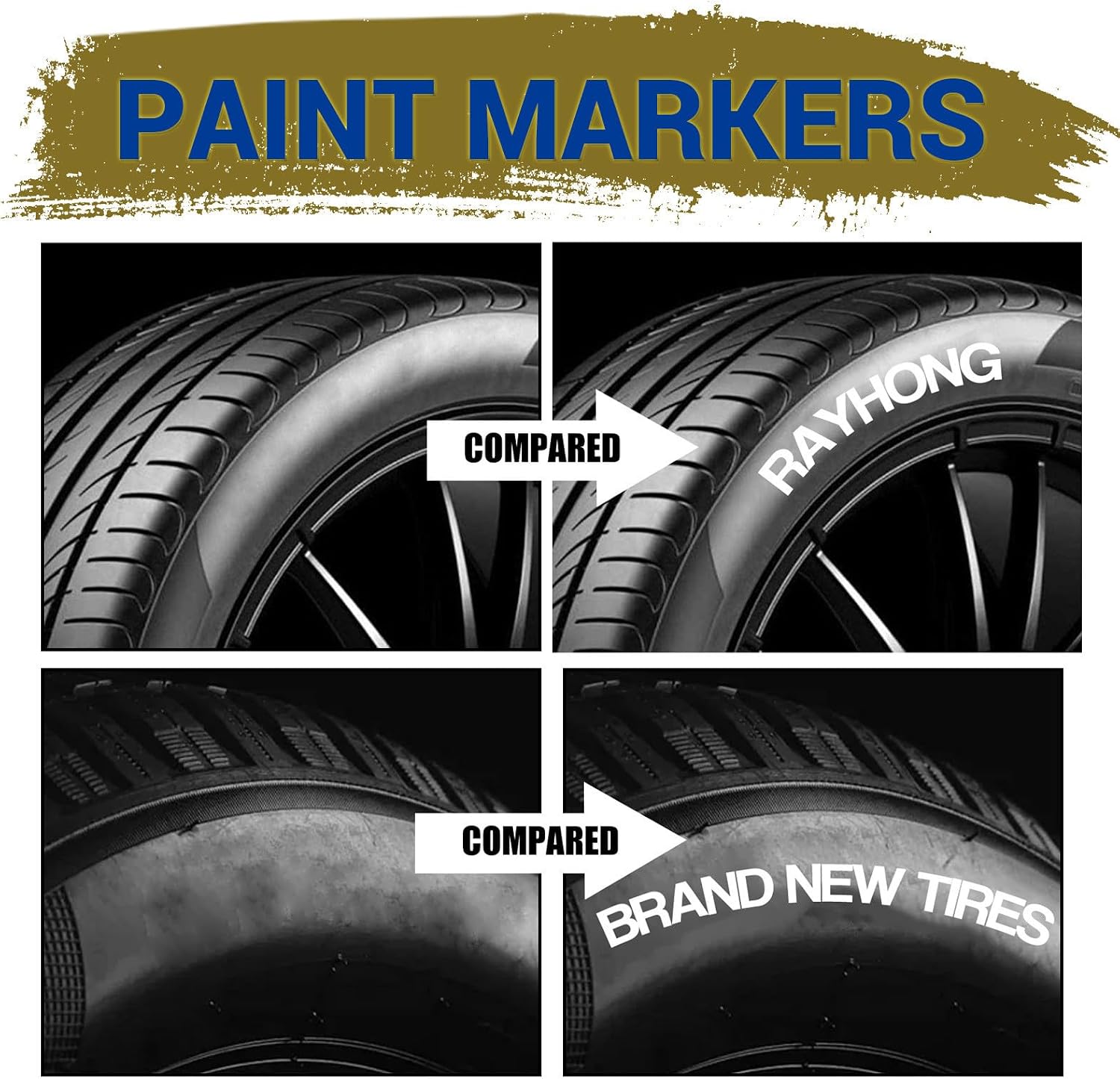 3Pieces Paint Pen for Car Tires, White Pens Tire Marker Lettering Oil