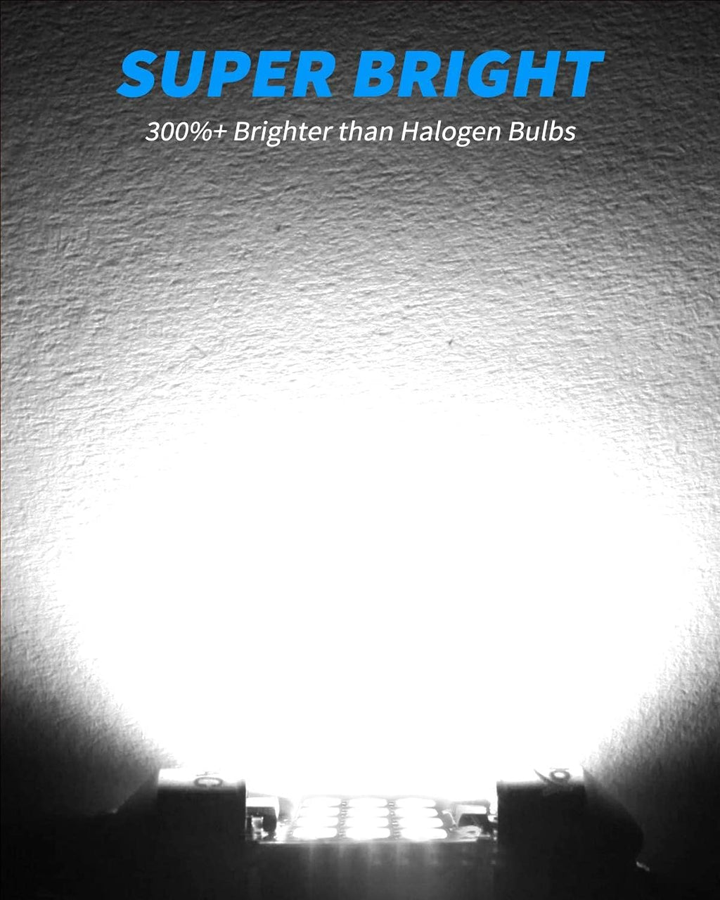 Yorkim 6418 LED Bulb, 36mm LED 6500K White Super Bright Interior Lights 12-SMD 4014 Chipsets, Festoon LED 36mm 37mm 38mm, DE3021 C5W Bulb White, Pack of 2