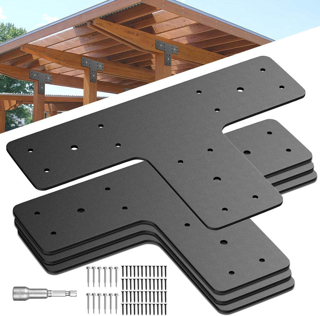t post timber brackets 4pcs, 12x8 heavy duty, main product view