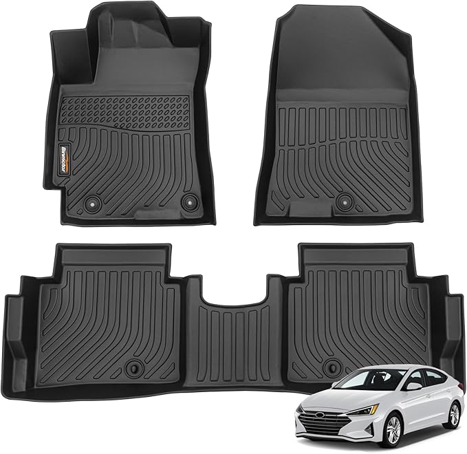 Binmotor- Floor Mats for Hyundai Elantra 2017-2020, Front & 2nd Row, TPE All by VisittheBinmotor