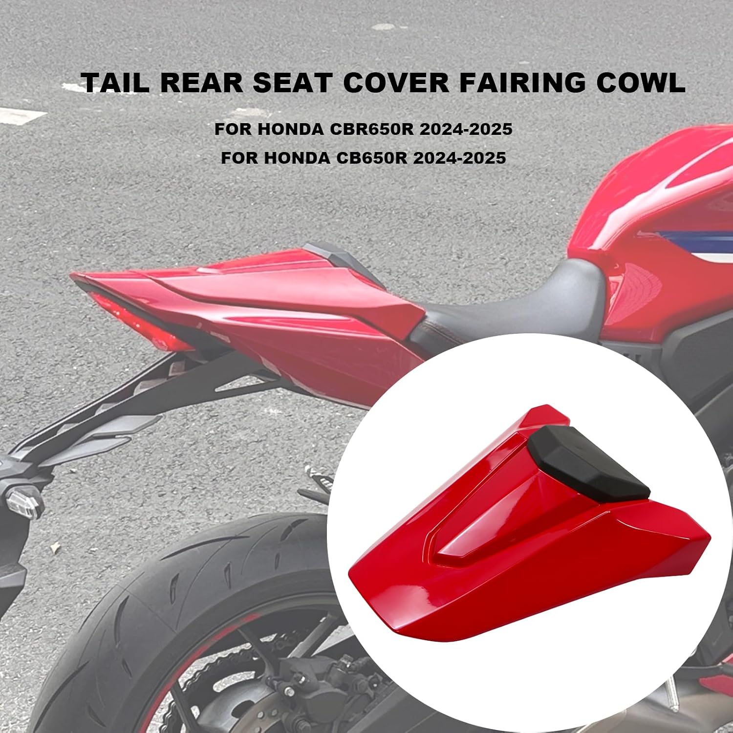 Rear Tail Seat Fairing Cover for Honda CBR650R 2024 2025 For Honda CB650R 2024-2025 Motorcycle Accessories Seat Cover Fairing (Red)
