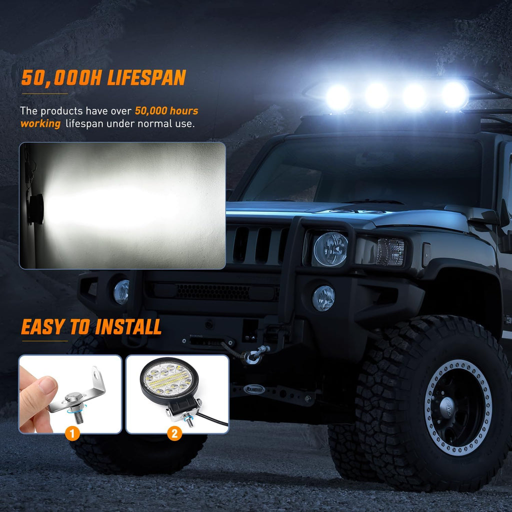 nilight 2pcs 4.5 inch led pods 69w round, package contents