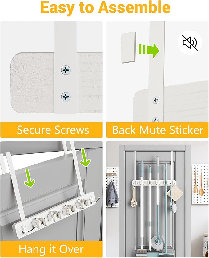 Lorbro Broom Holder Door Mount, Over the Door Broom and Mop Holder - Image 8