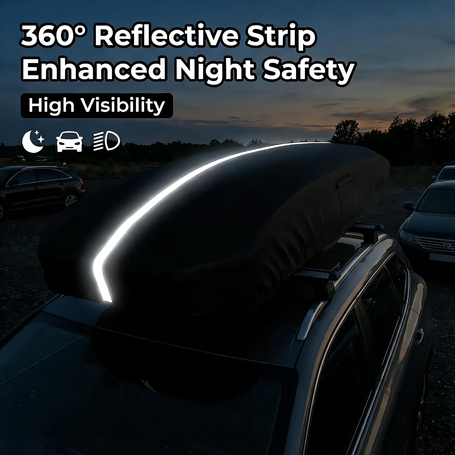 Roof Box Cover, Dimensions 93x37x18 inches, Made from Waterproof and UV-Resistant 420D Oxford Fabric. Suitable for Year-Round Outdoor use, Compatible with Thule, Yakima, and Perflex Brands.