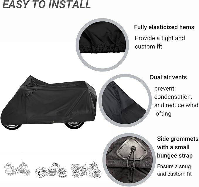 Deluxe Motorcycle Cover, Waterproof All Weather Outdoor Protection Universal - Image 3