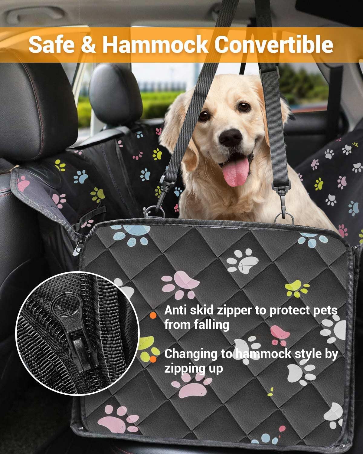 dog car seat cover, 600d heavy dute car shown in use
