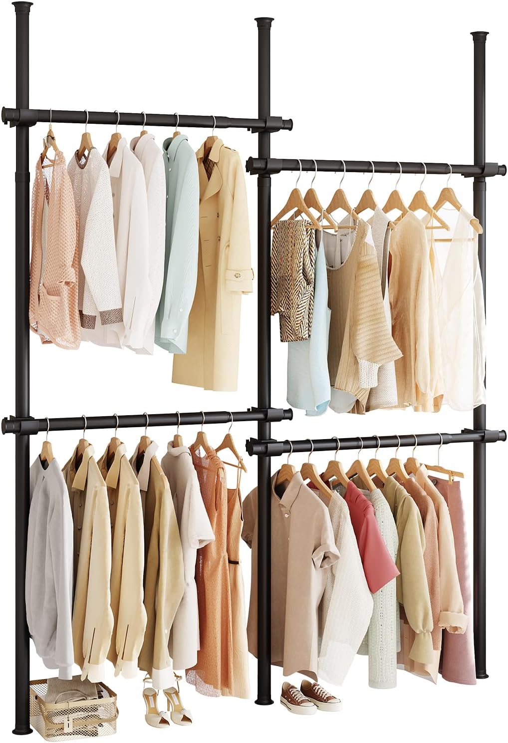 floor to ceiling clothes rack, heavy-duty telescopic garment, main product view