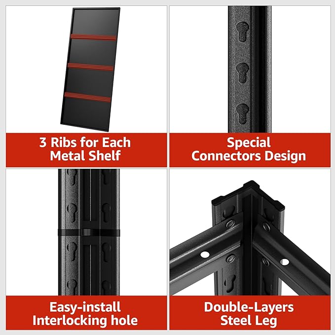 5 Tier Metal Shelving Unit, Heavy Duty Garage Shelves - Image 4