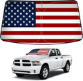 Bestview American Flag Windshield Sunshade for 2009-2018 Dodge Ram 1500，Custom Fit Foldable Front Window Sunshade Sun Visor Accessories Protector Block UV Rays Heat, Keep Your Car Cooler