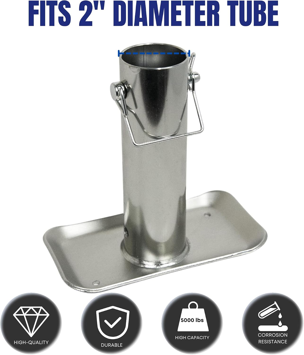 Jeremywell Trailer Jack Detachable Foot Plate 5000 lbs Capacity with Pin Base for A-Frame Boat RV Camper 7-1/2”” Tube Length
