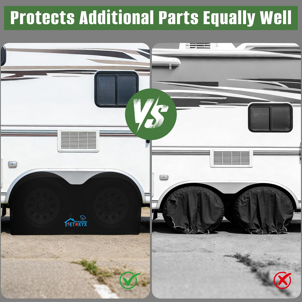 RV Tire Covers, 300D Trailer Tire Covers Fit 27"-30" Diameter Tire | 2 Pack RV Wheel Covers, Waterproof Dual Tire Cover for Camper SUV/RV/Trailer/Truck