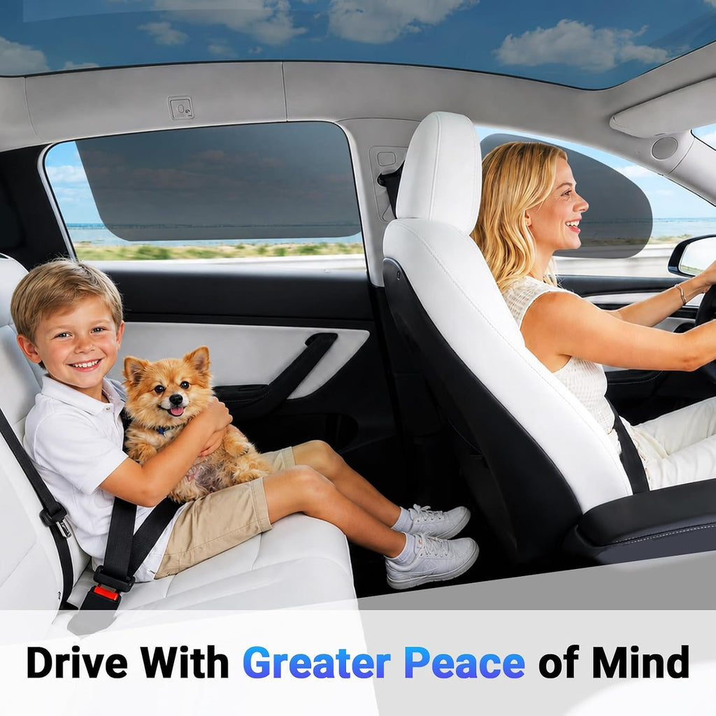 Static Cling Car Window Shades 4 PCS, Roll Windows Down, for Most Cars | Car Window Covers for Front & Rear Side Window | No Glue No Residue | 99% UV Block | Sun Blocker for Driver, Baby, Kids