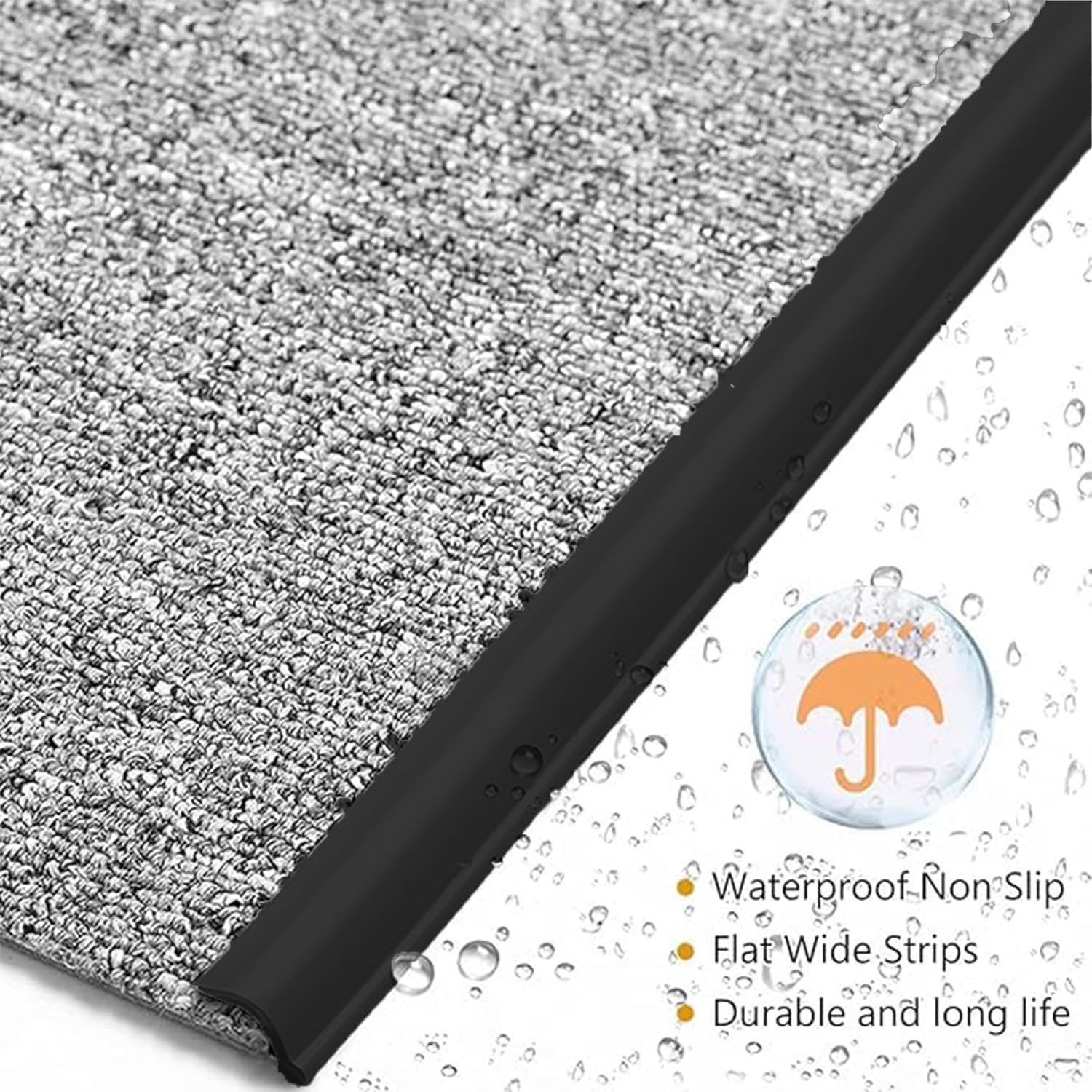 20Ft Flexible Carpet Edge Trim, Flexible Rug Edge Protector for Doorway, Peel & Stick Floor Transition Strip，Self-Adhesive Waterproof Cuttable Safety Edging for Thick Rugs &Mats（Black）