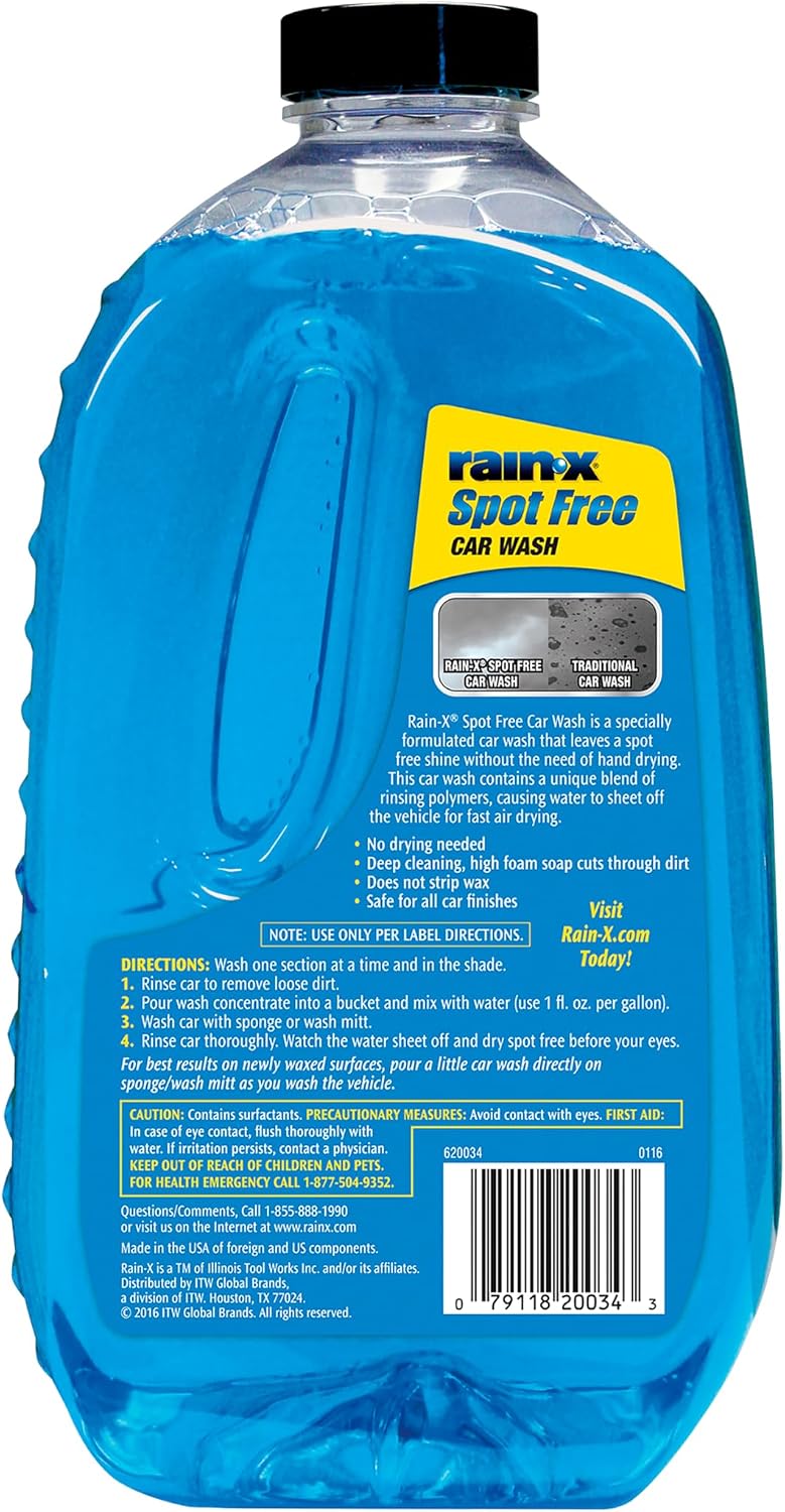 Rain-X 620073 - Car Wash Deep Cleaning, High Foam Soap Provides Spot Free Shine with No Towel Or Hand Drying Needed - Car soap for car cleaning and detailing 48 fl oz