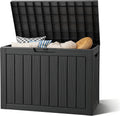 waterproof outdoor storage box, resin patio bin,45 gal,black, main product view