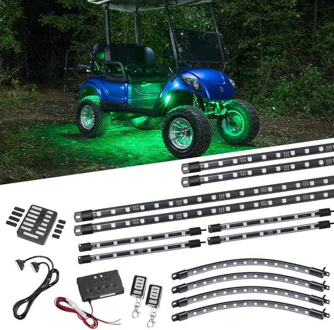 LEDGlow 12pc Million Color LED 4-Seater Golf Cart Underglow Neon Lighting Kit by LEDGlow