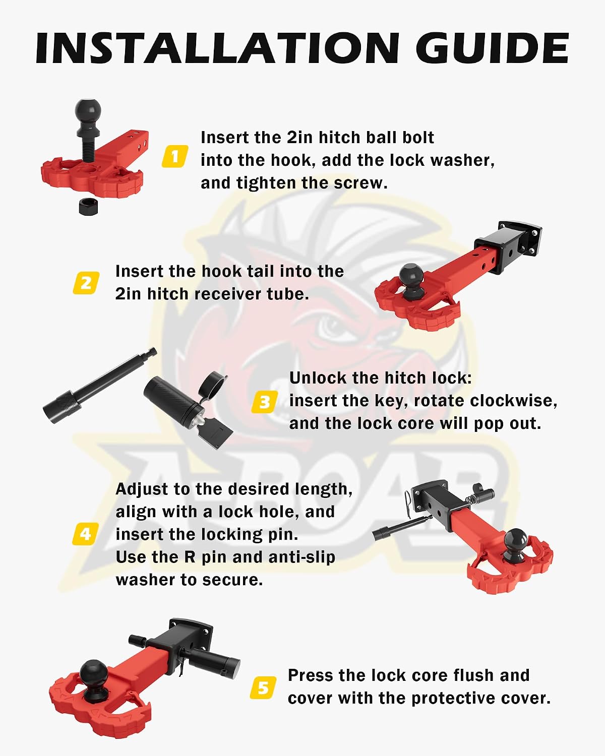 towing hitch step for 2" receivers, trailer hitch, package contents