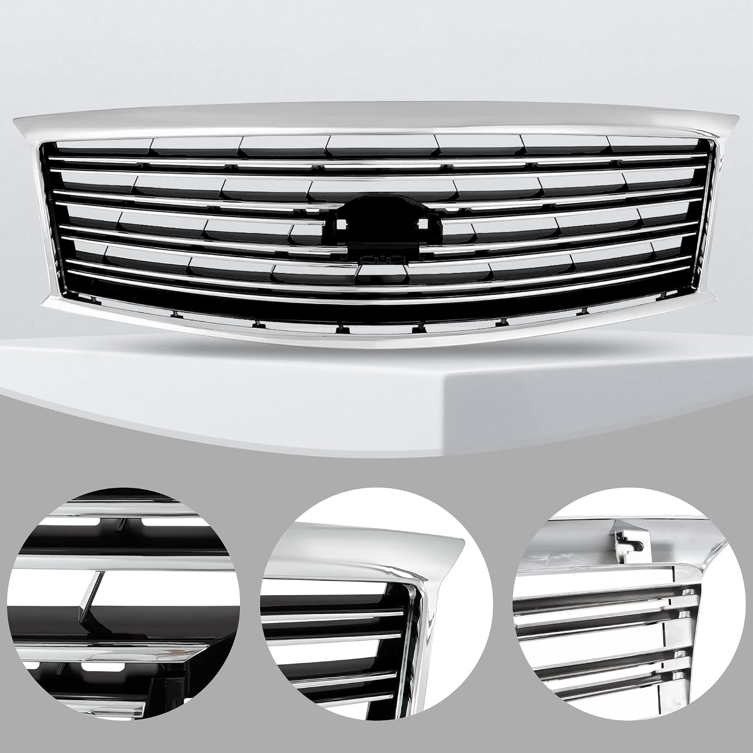 Front Bumper Upper Grille Grill Black And Chrome For 2011 2012 2013 2014 Infiniti M37 M56 Q70 Non Sport
