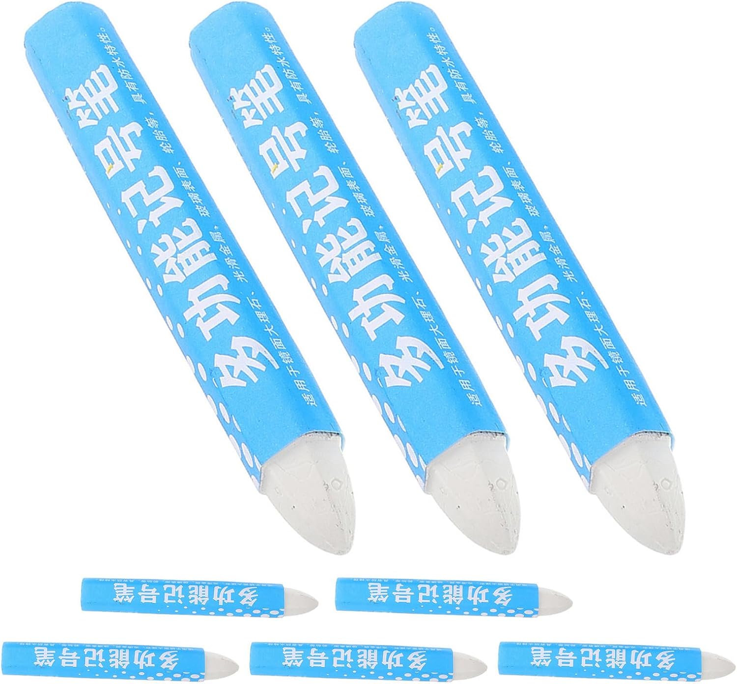 HANABASS 8pcs White Tire Marker Crayon Set Water and Grease Resistant for Tire Shops and Construction Applications for Leather and Fabric Surfaces