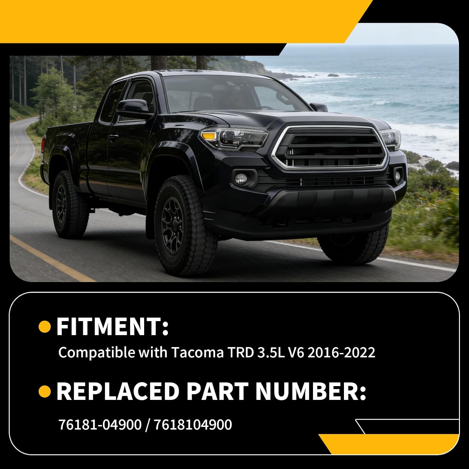 Front Upper Hood Scoop Compatible with Tacoma TRD 3.5L V6 | 2016-2022 Fit, 76181-04900, 7618104900, Direct Replacement, Front In Duct