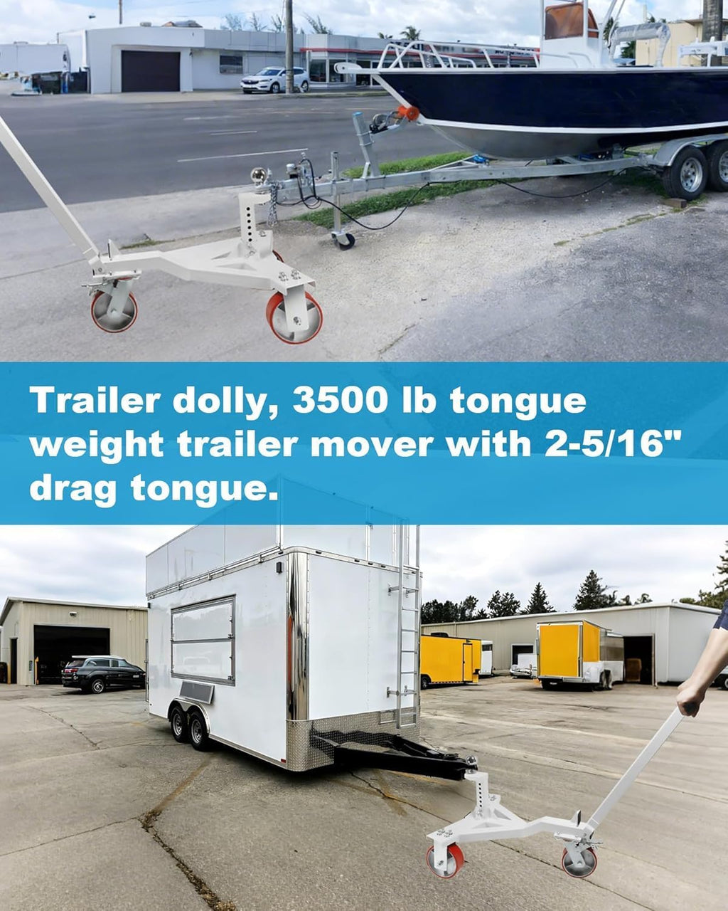Heavy Duty Trailer Dolly, with 2-5/16 inch Ball | 3500 lb Tongue Weight Trailer Mover Dolly, Angle Adjustable, Suitable for RV Boat Motorcycle Jet Ski
