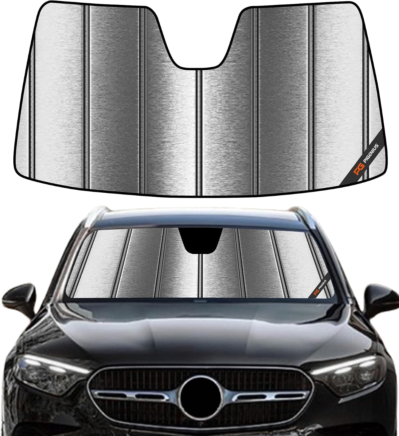 Pigenius Windshield Sun Shade for Mercedes-Benz GLE/GLS SUV 2020-2026 Front Window Sunshade - Metallic