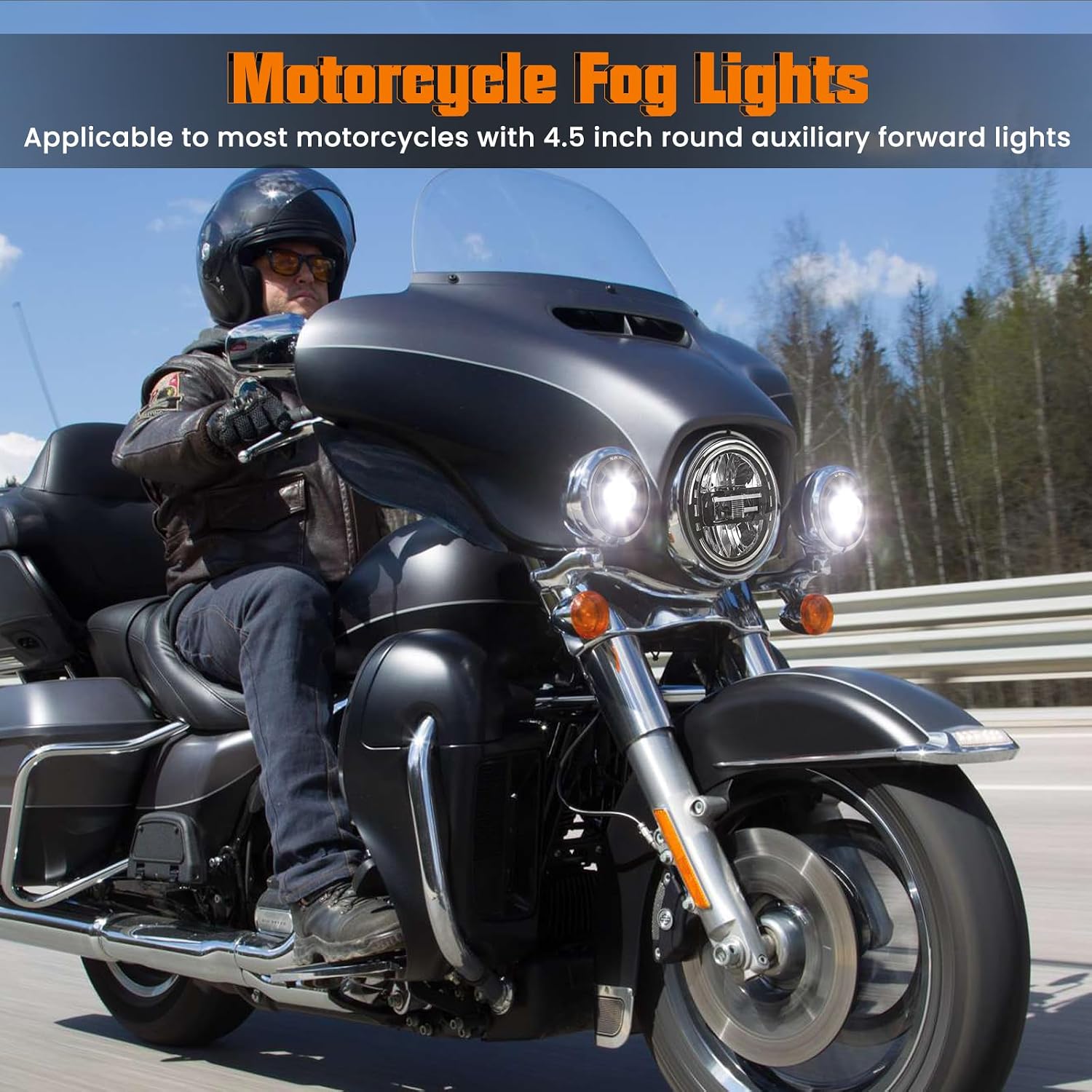 4.5" Motorcycle fog Lights 2PCS, Round LED Fog Lamps for Motorcycle Harley Davidson Accessories Electra Street Glide Heritage Softail Classic Road King