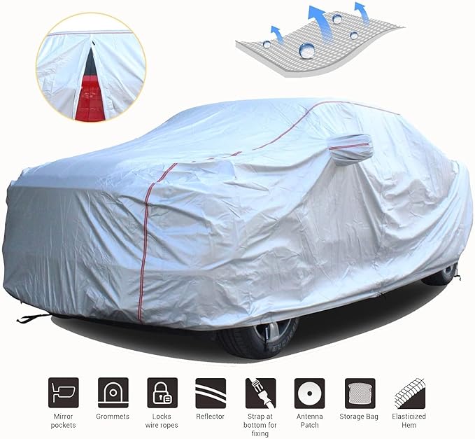 Tecoom Hard Shell Truck Car Cover Waterproof UV-Proof Windproof Zipper Design - Image 2