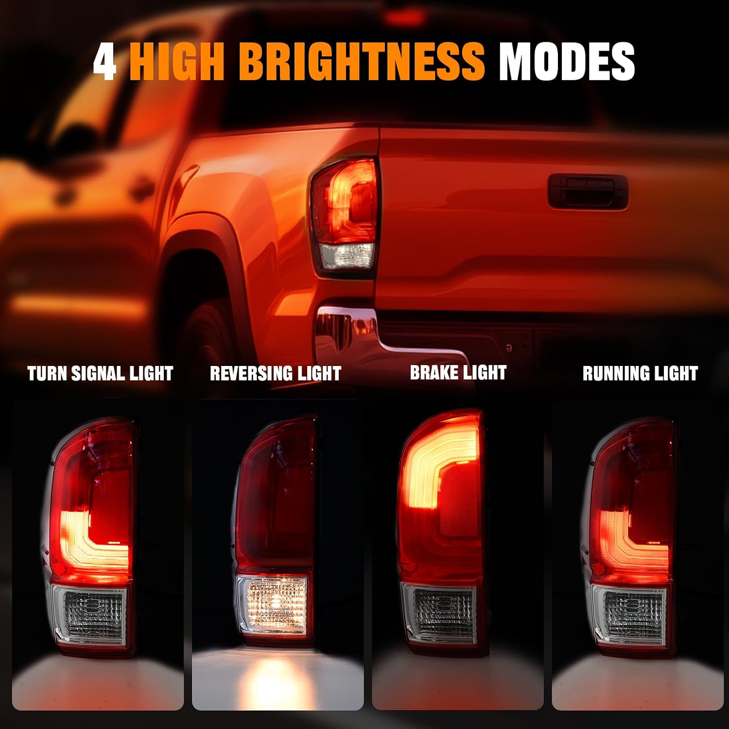 Tail Lights Assembly Compatible with Toyota Tacoma 2016-2023 Left Driver Side Rear Taillight Brake Signal Assemblies with Bulbs, Replace ‎81560-04170 81560-04190 81560-04220