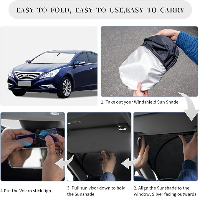 Sun Shade Sunshade for Hyundai Sonata Windshield Cover, 4-Layer Front Window - Image 6