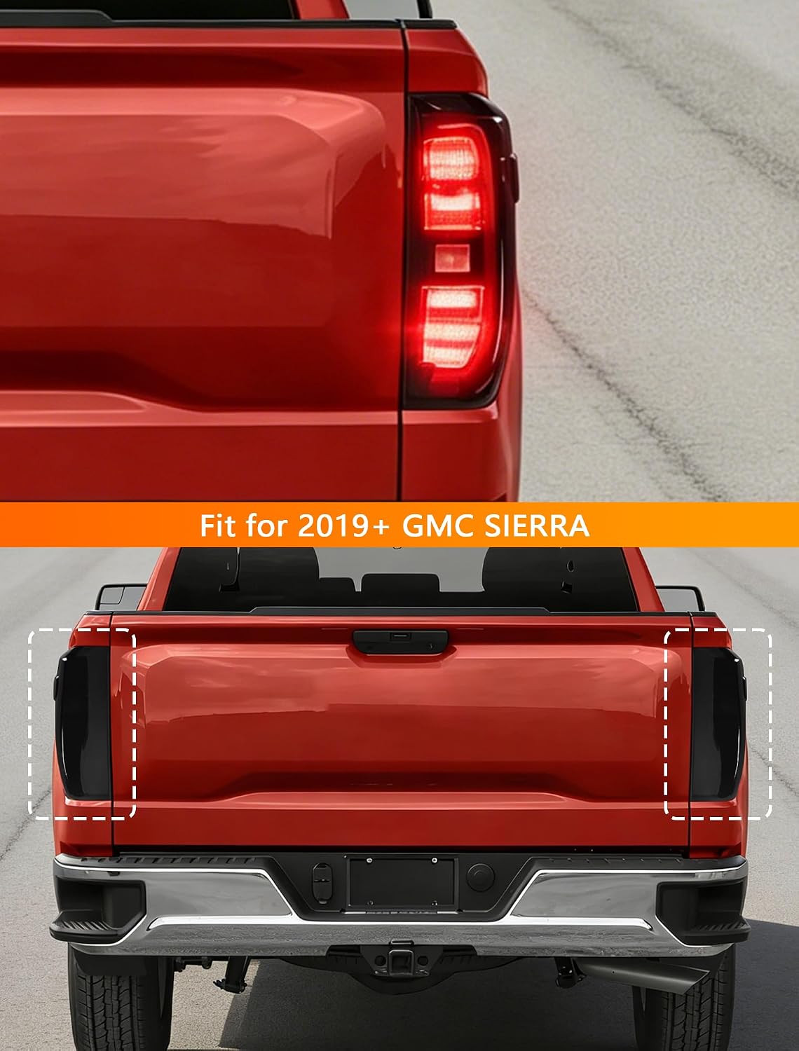 Savadicar Smoked Black Tail Light Covers Trim Guards for 2019-2026+ GMC Sierra - ABS Taillight Lamp Cover Exterior Decoration Accessories, Exterior Styling Upgrade