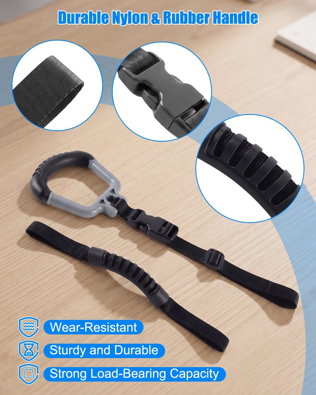 2-in-1 Car Assist Handle Kit, Vehicle Support Grab Bar for Getting in and Out of Car, Adjustable Overhead and Backseat Support Bar with Rubber Grip