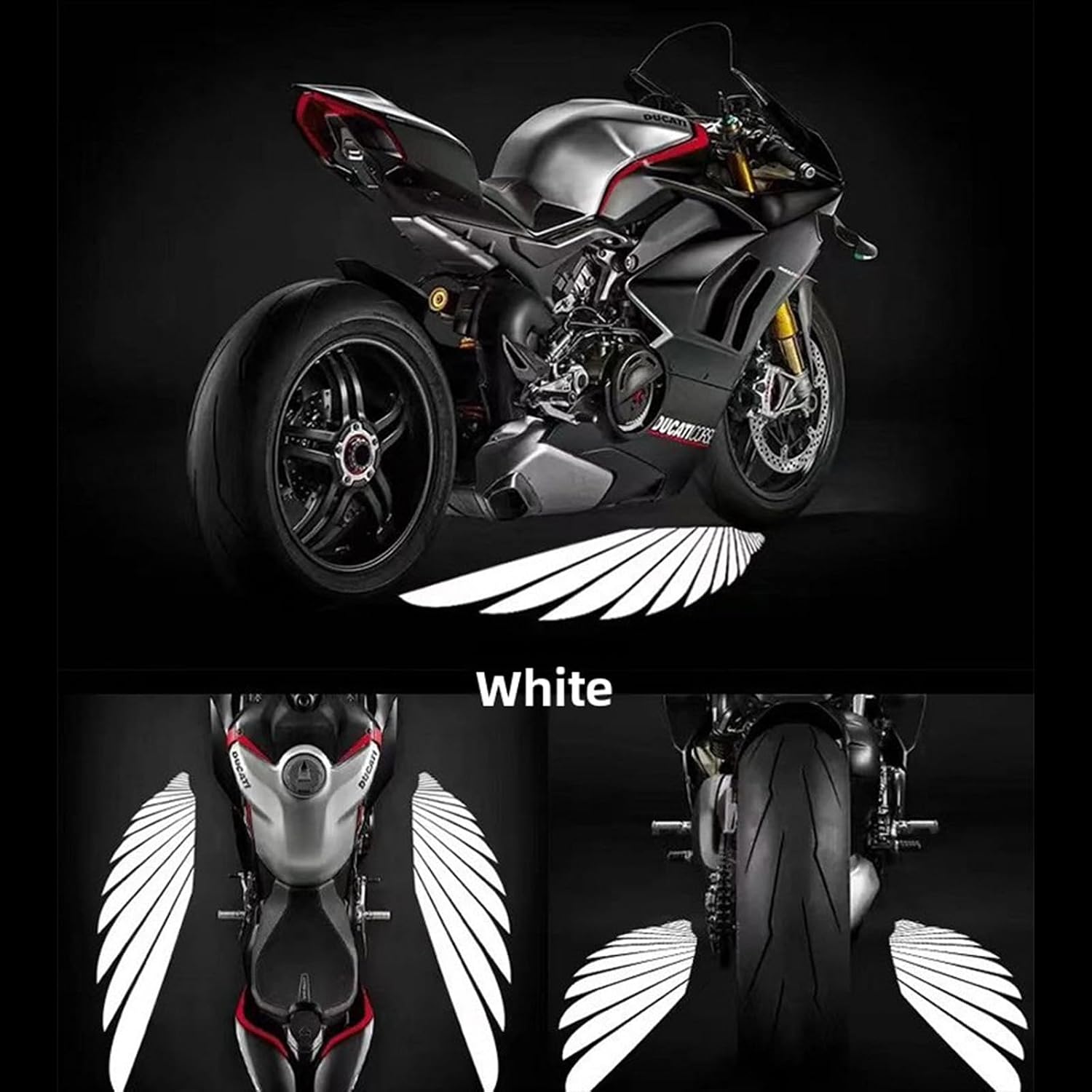 Motorcycle Angel Wings Projection Light, Universal Ground Courtesy Light, LED Decorative Ambient Light for Motorbike