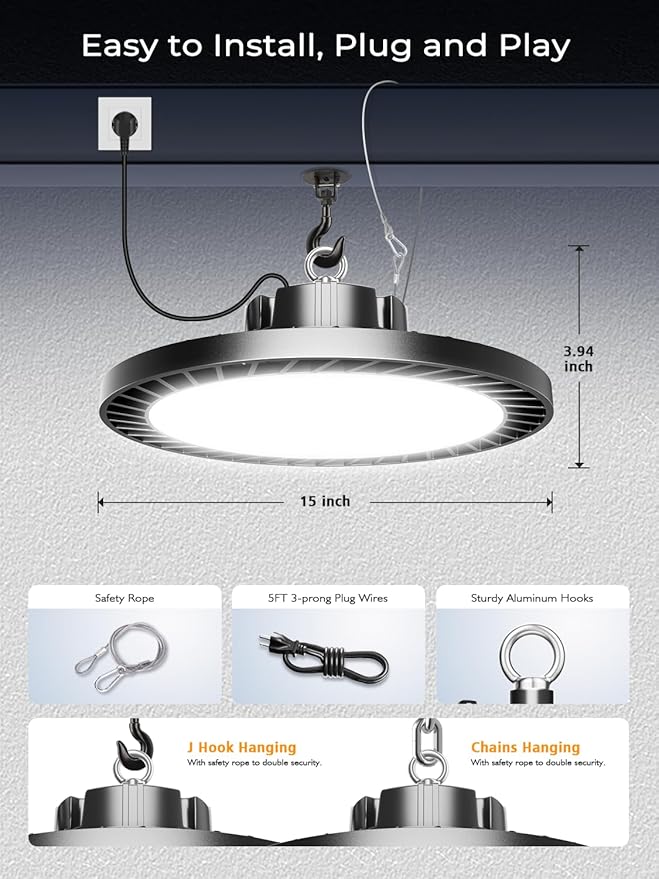 Super Bright 350W UFO LED High Bay Lights 8 Pack | 52500 Lumens 5000K Aluminum - Image 5