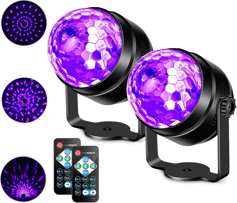 Litake UV Black Lights for Glow Party, 6W LED Disco Ball Strobe Lights for Da...