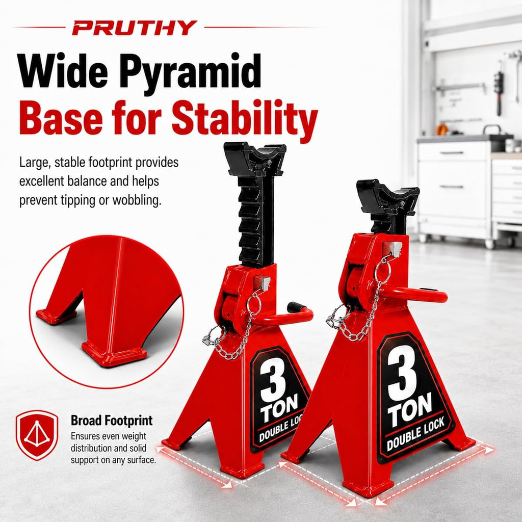 Jack Stands, 3 Ton (6,000 lbs) with Double Locking Pins Capacity Car Jack Stand, Adjustable Height for Lifting SUV Pickup Truck Car and UTV/ATV Heavy Duty Steel Car Lift, 1 Pair Red