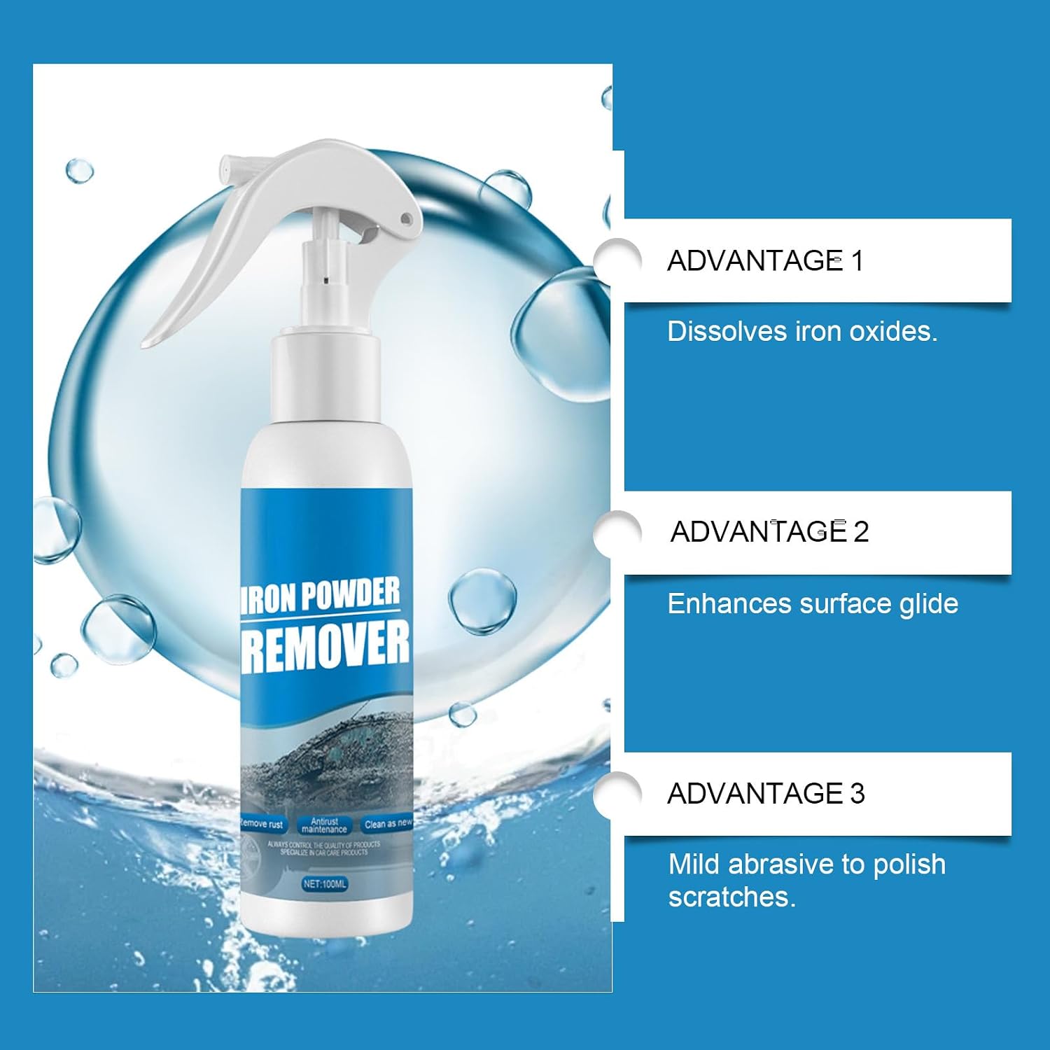 Automotive Rust Remover Spray, 2026 New Iron Powder Remover, Fast-Acting Iron Powder Remover Spray for Wheels, Rims, Metal, Safe on Most Automotive Finishes, Cars, Motorcycles (2Sets)