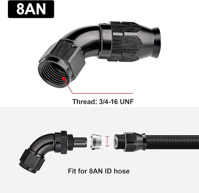 EVIL ENERGY 8AN 60 Degree PTFE One Piece Full Flow End Hose Fitting Aluminum - Image 4