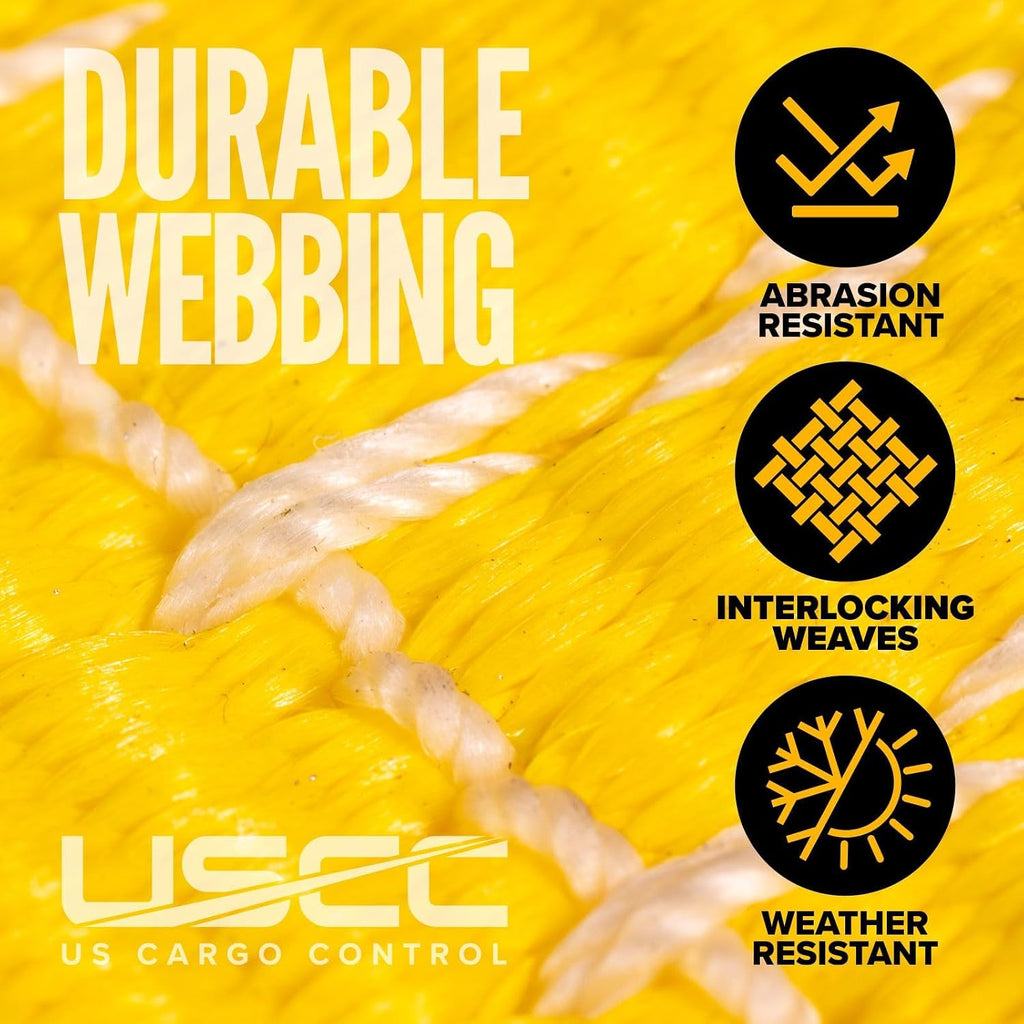 US Cargo Control 4" x 5' Roll Off Container Winch Straps with Flat Hook & Sewn Loop End (2 Pack), 5,400 LBS Working Load Limit, 4 Inch Winch Straps for Roll Off Dumpster and Container Trucks