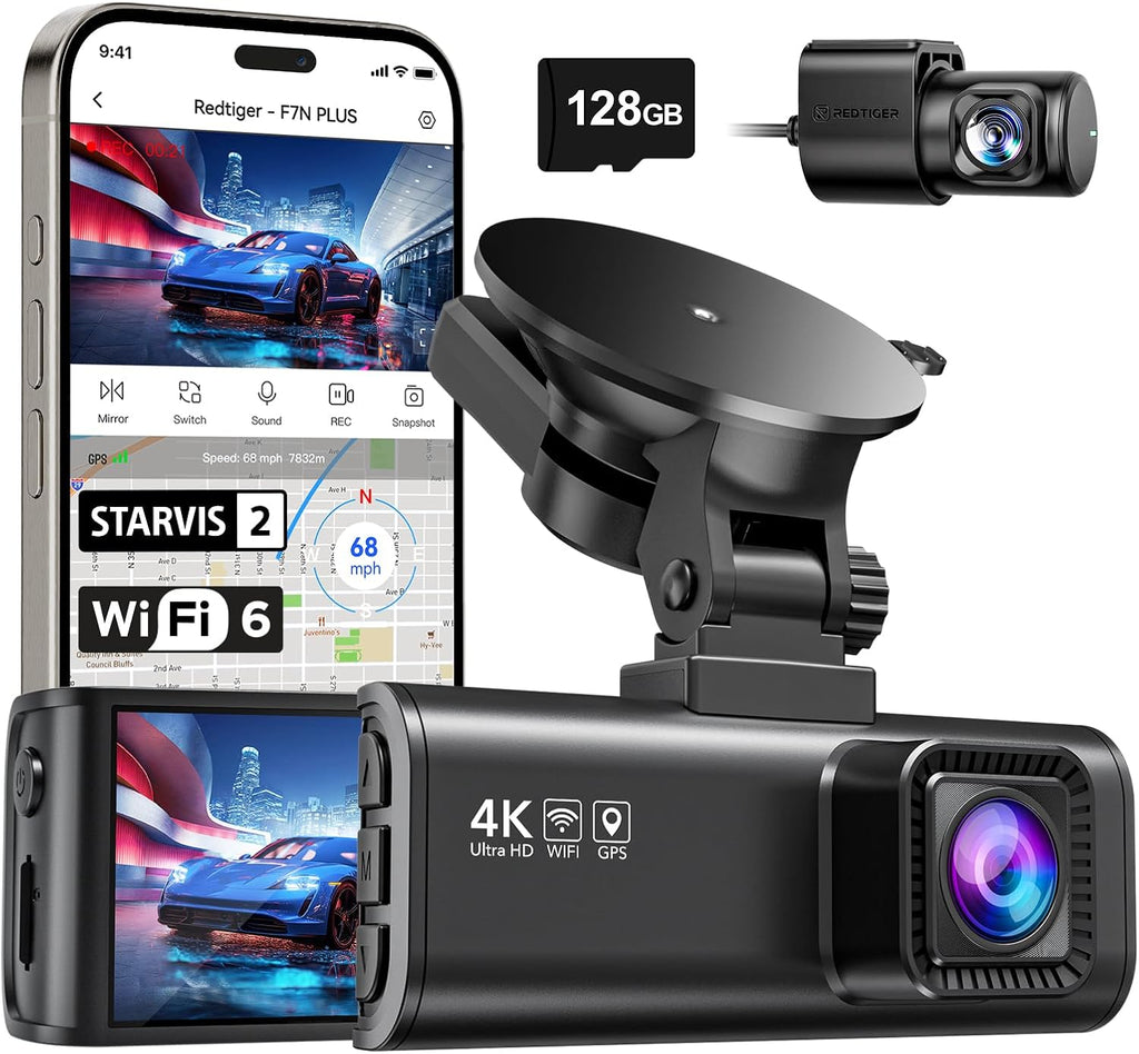 redtiger f7np 4k dash cam front rear, starvis, main product view