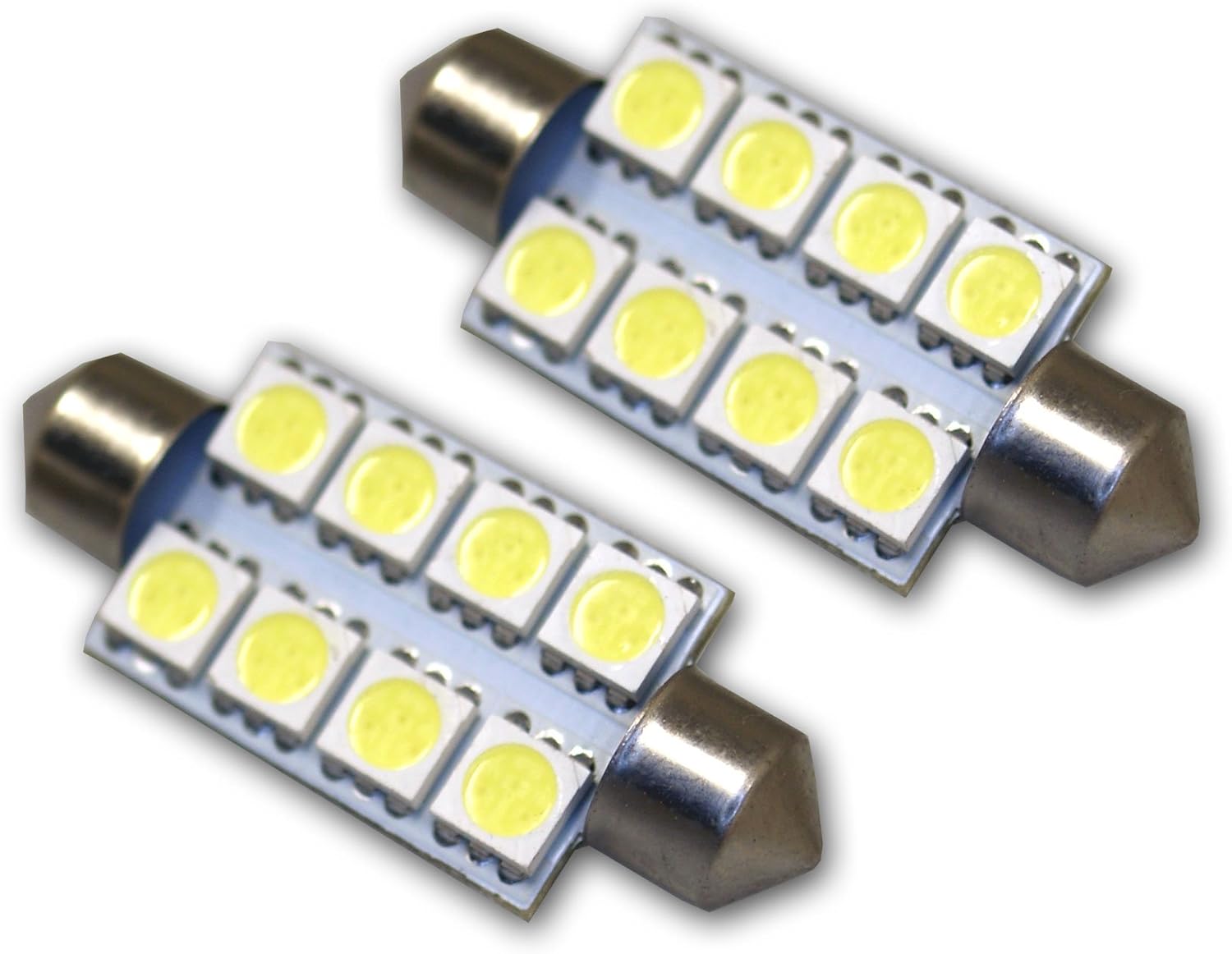 LEDTCL-39M-WS8 Trunk Cargo Light LED Light Bulbs Festoon 39mm, 8 SMD LED White 2-pc Set
