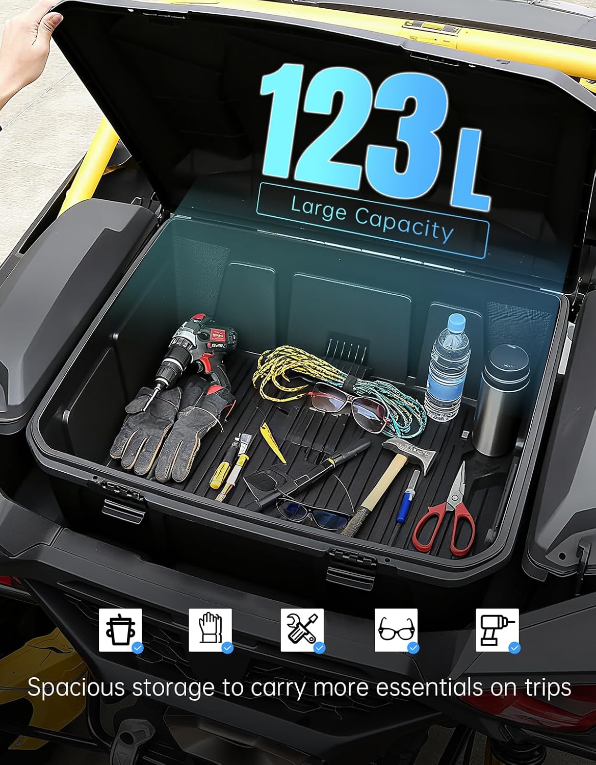 96L and 13.5L Side Storage Box Set for Can-Am Maverick R Accessories | For Can-Am Maverick R/R X/X Rs 2024+ & R Max/X/X Rs/Smart-Shox 2025+, Replaces 715007182/715007372, 3pcs