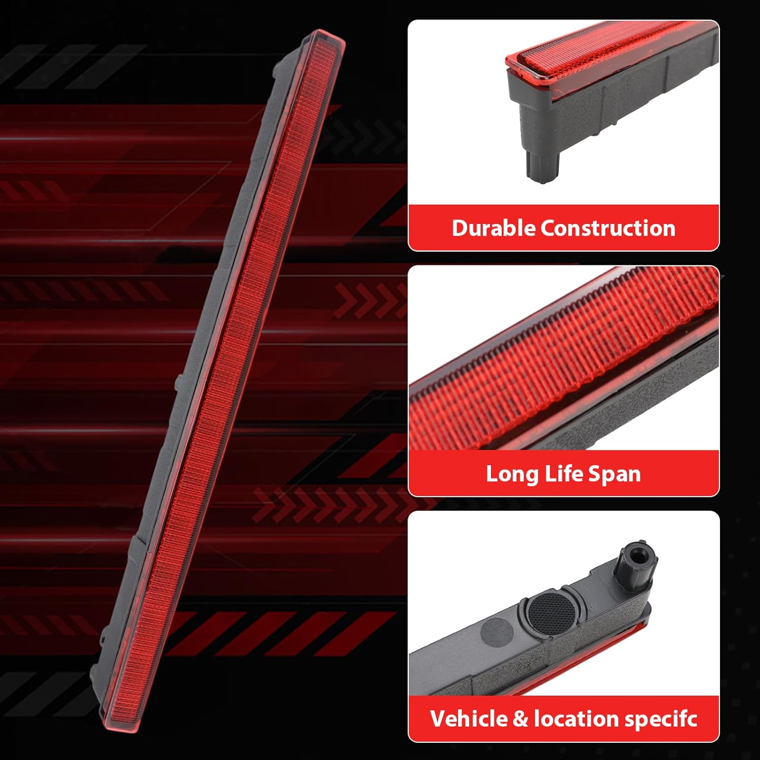 923-297 Third Brake Light 3rd Brake Light Compatible with Jeep Gladiator 2020 2021 2022 2023 2024 2025 68338388AC Center High Mount Stop Light