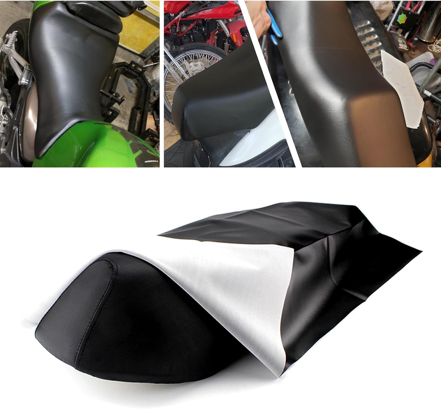 Motorcycle Seat Cover, DIY Seat Protector 39.37" x 27.56", Suitable for Motorcycle, Scooter or Electric Vehicle (Black)